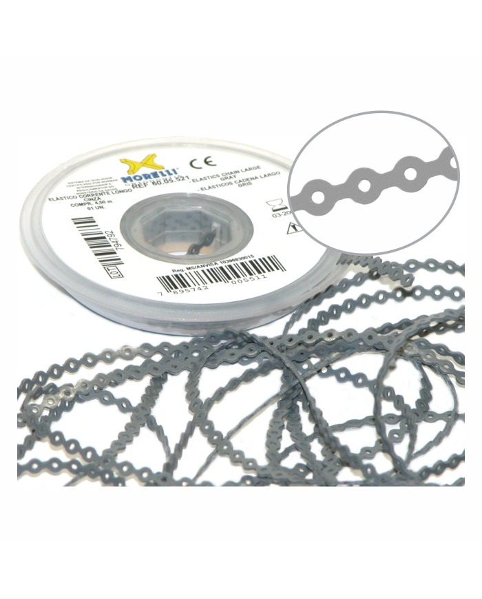 Elásticos em cadeia Cristal/ Cinza (curta, média, longa)